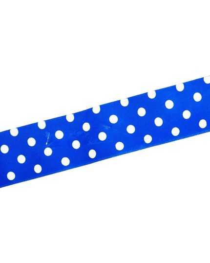 Panglica satin cu buline 0,7cm - 40-albastru+alb