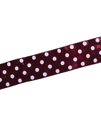 Panglica satin cu buline 0,7cm - 48-visiniu+alb