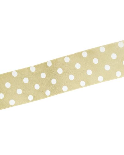 Panglica satin cu buline 2,5cm - 73-maro-pal+alb