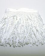 Franjuri imitatie de piele cu strasuri rotunde - imagine 2