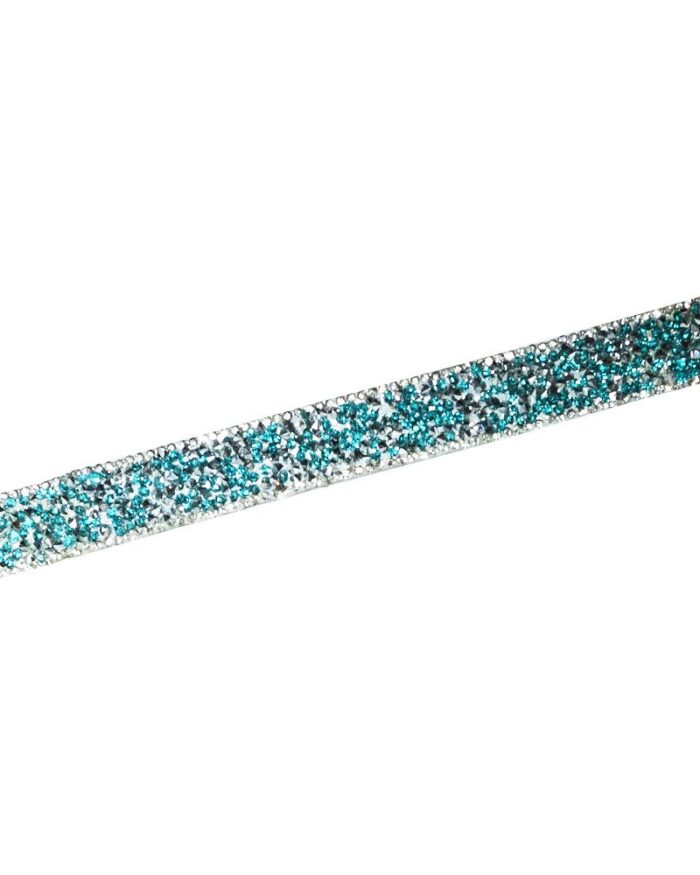 Bandă decorativă cu strasuri de lipit; banda decorativa cu strasuri Bandă decorativă cu strasuri de lipit - ST210-argintiu+turcuaz - imagine 1