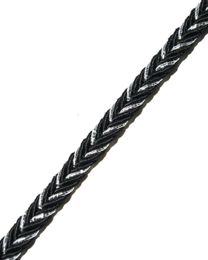 Dantela-brodata-lurex-G95-6mm Dantela brodata cu lurex cu aspect metalic argintiu / auriu. Banda lurex dantela.