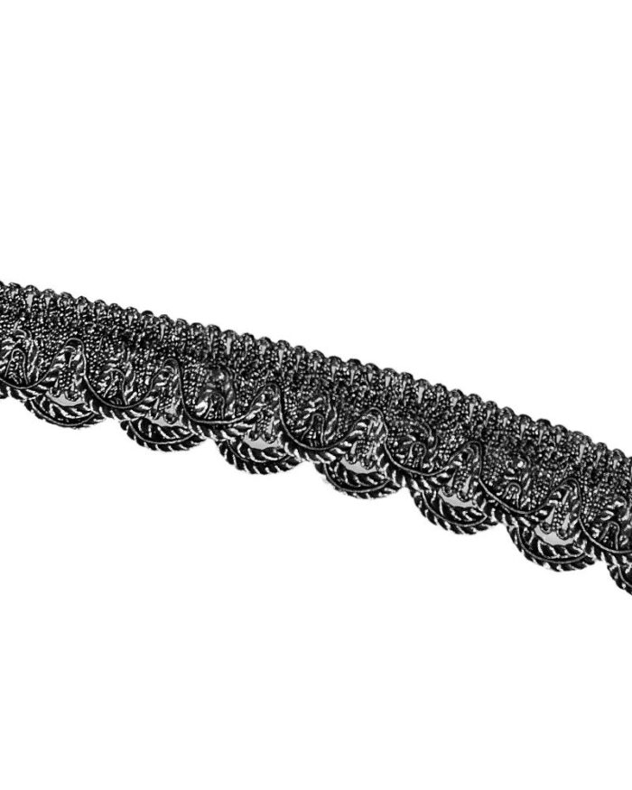 Dantela din poliester cu snur 30mm - LZ107-negru - imagine 1