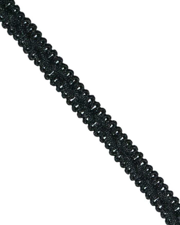 Dantela pasmanterie. Banda dantela; dantela din poliester cu snur Dantela din poliester cu snur 12mm - TR109-negru - imagine 1