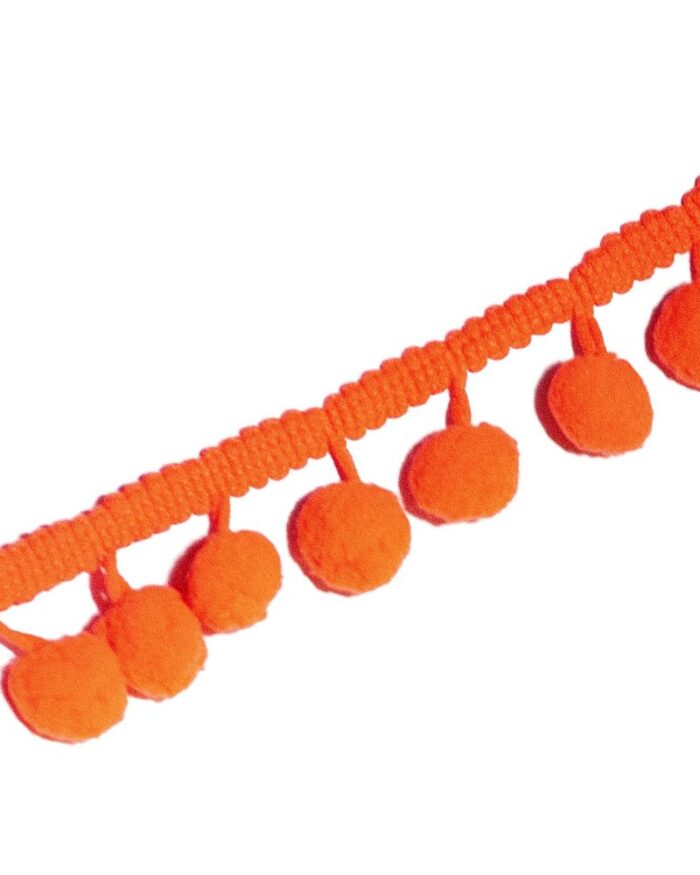 banda cu ciucuri; ciucuri pe banda; www.textilelametru.ro Banda cu ciucuri 25mm - C110-portocaliu - imagine 1