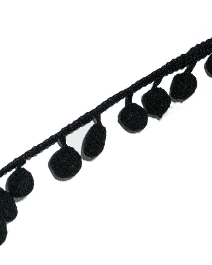 Banda cu ciucuri 25mm - C118-negru - imagine 1