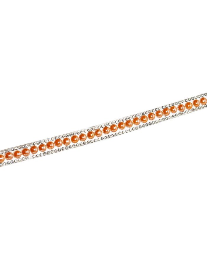 Bandă decorativă de lipit cu stras si perle - PS09-portocaliu - imagine 1