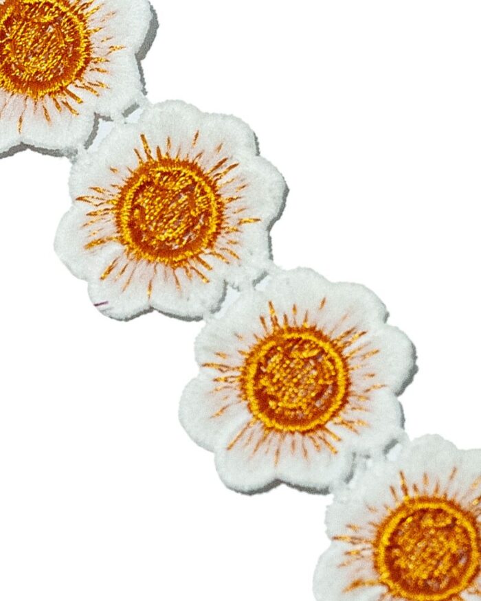 Dantela din bumbac cu flori poliester 35mm - FL203-portocaliu - imagine 1