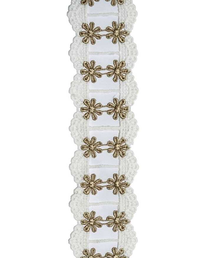 Dantela din bumbac cu flori poliester 45mm - D10-maro - imagine 1