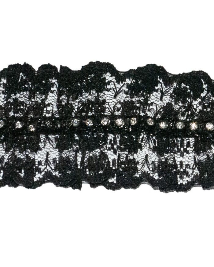 Dantela cu pietre 45 mm - DCS102-negru - imagine 1