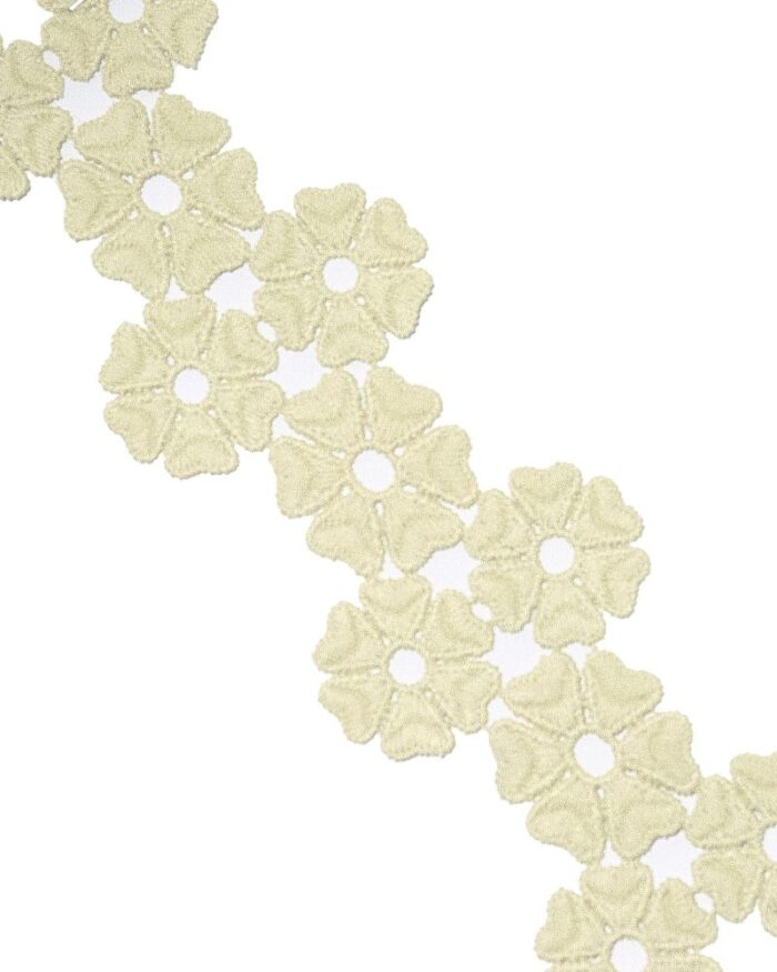 Dantela din bumbac 55mm - DF102-galben-pal - imagine 1