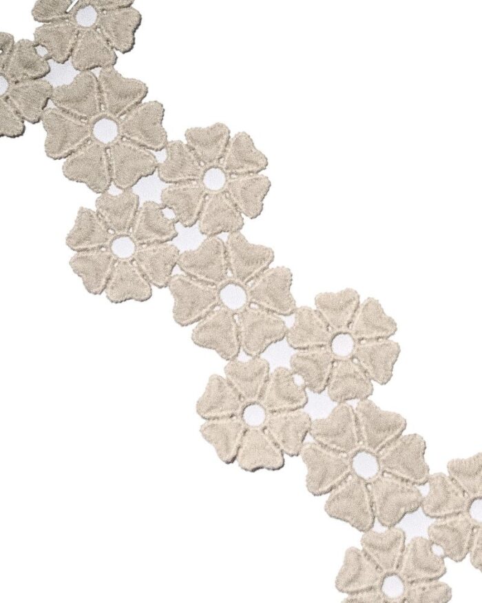 Dantela din bumbac 55mm - DF104-crem-maro - imagine 1