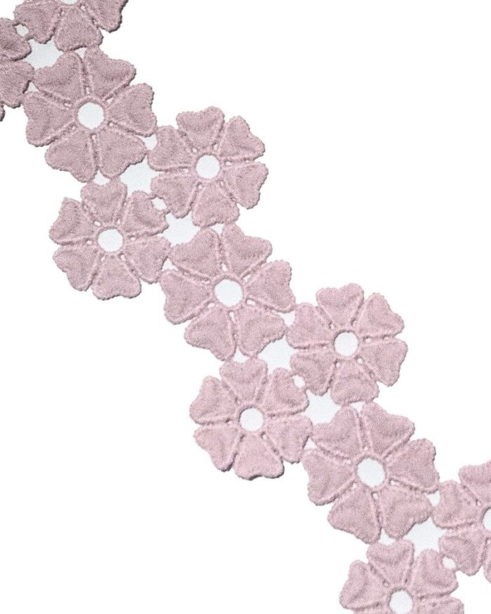 Dantela din bumbac 55mm - DF105-roz-pal - imagine 1