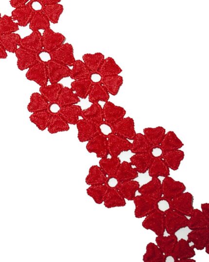 Dantela din bumbac 55mm - DF107-rosu