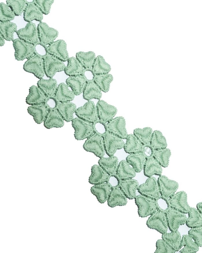Dantela din bumbac 55mm - DF111-verde - imagine 1