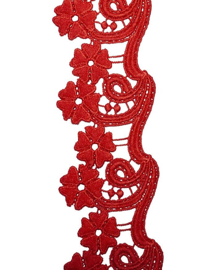 Dantela din bumbac BP 55mm - BP22-rosu - imagine 1