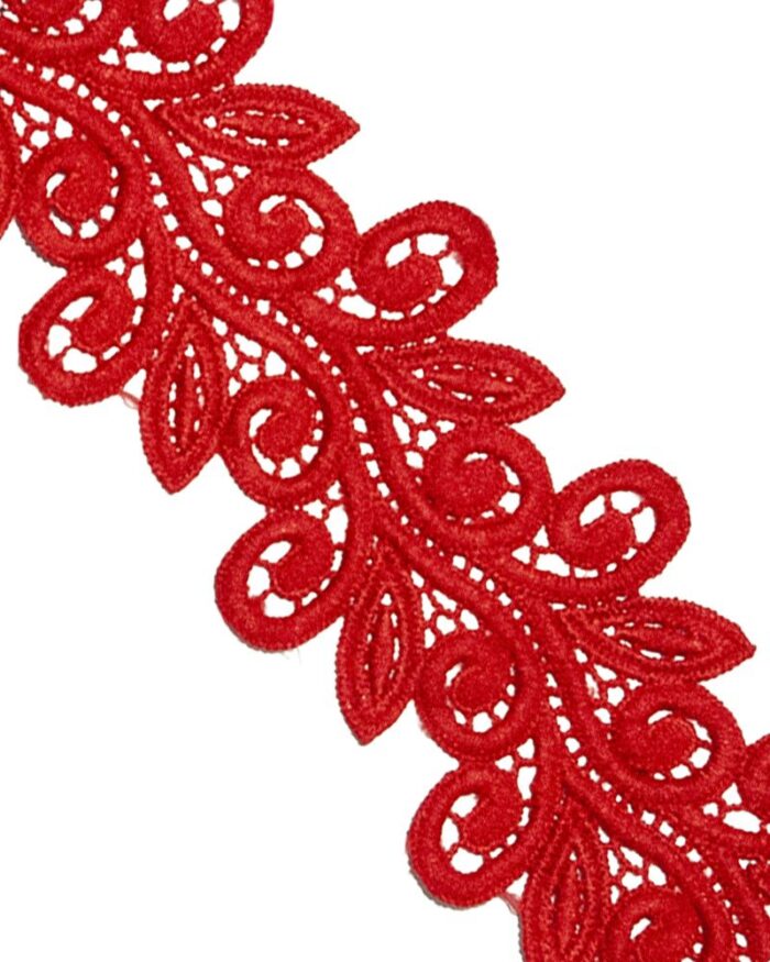 Dantela din bumbac BP 60mm - BP17-rosu - imagine 1