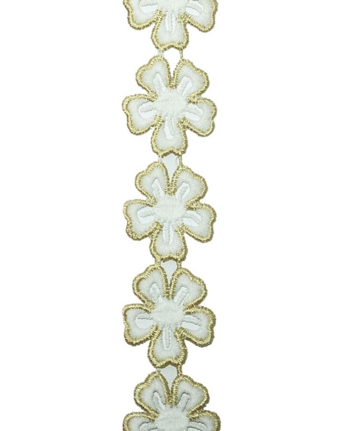 dantela din bumbac cu margine de poliester - FL101-crem - imagine 1