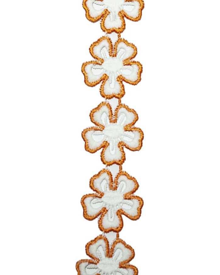 dantela din bumbac cu margine de poliester - FL106-portocaliu - imagine 1