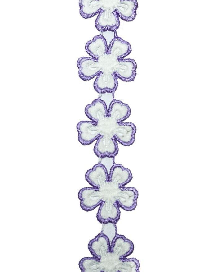 dantela din bumbac cu margine de poliester - FL107-lila - imagine 1