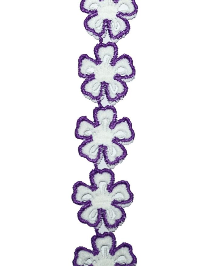 dantela din bumbac cu margine de poliester - FL108-mov - imagine 1