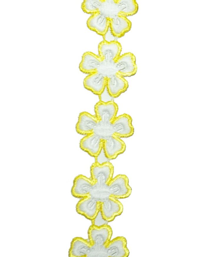 dantela-din-bumbac-cu-margine-de-poliester-32mm__FL109-galben dantela din bumbac cu margine de poliester - FL109-galben - imagine 1