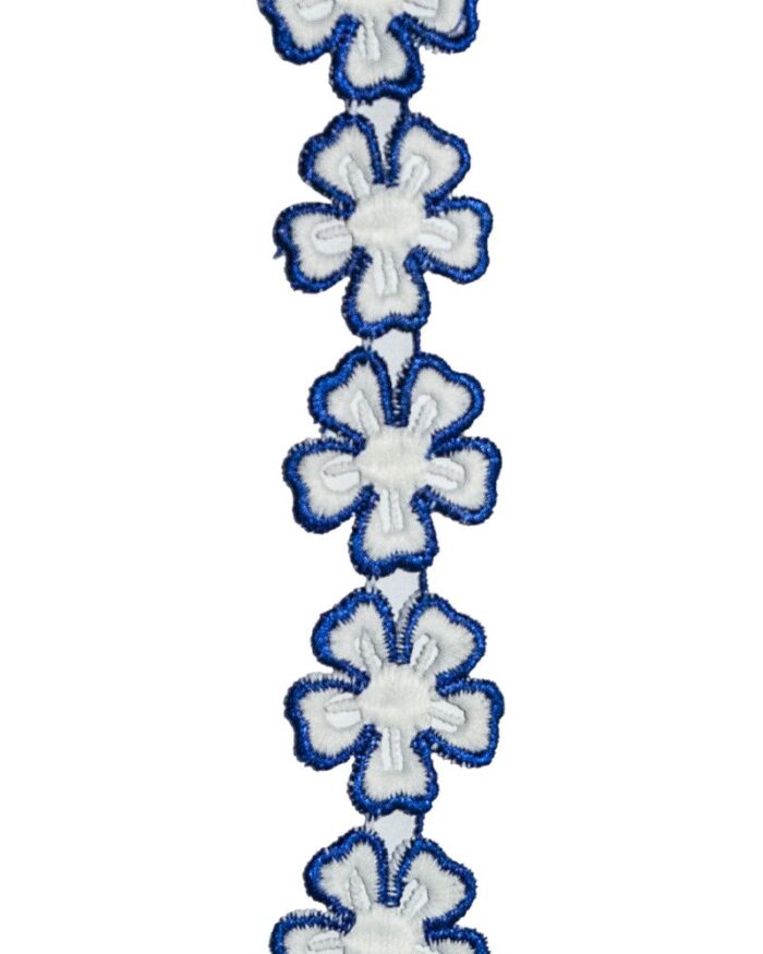 dantela din bumbac cu margine de poliester - FL111-albastru-inchis - imagine 1