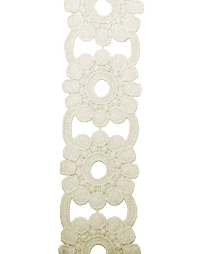 Dantela din bumbac 50mm - D102-alb-galbui - imagine 1