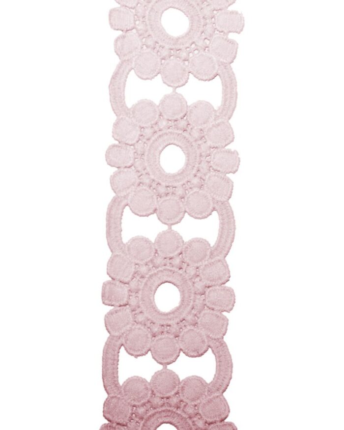 Dantela din bumbac 50mm - D105-roz-pal - imagine 1