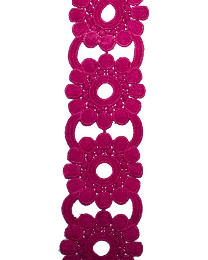 Dantela din bumbac 50mm - D106-roz - imagine 1