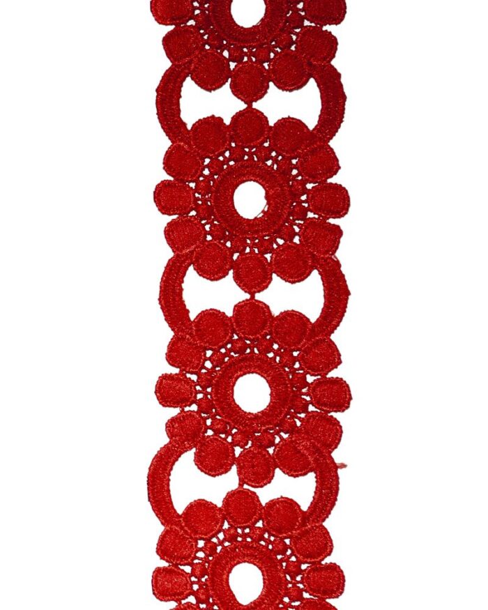 Dantela din bumbac 50mm - D107-rosu - imagine 1