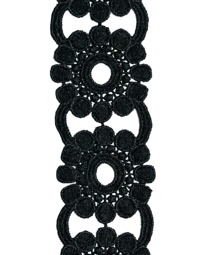Dantela din bumbac 50mm - D113-negru - imagine 1