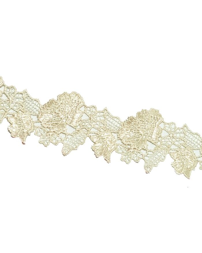 Dantela din poliester cu flori 45mm - D201-crem - imagine 1