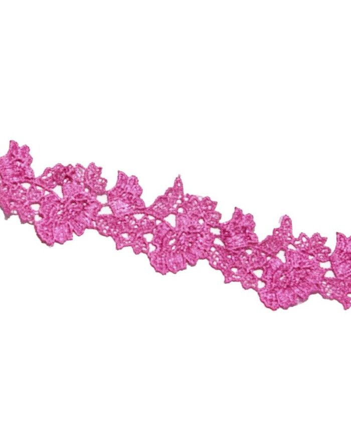 Dantela din poliester cu flori 45mm - D203-roz - imagine 1