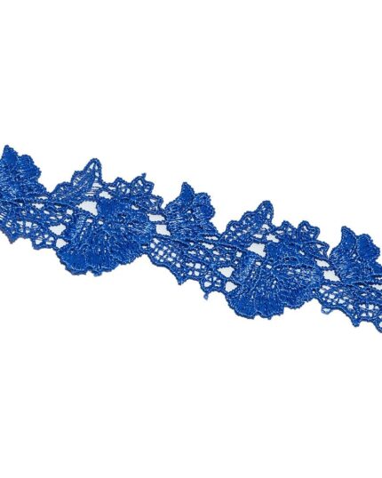 Dantela din poliester cu flori 45mm - D208-albastru