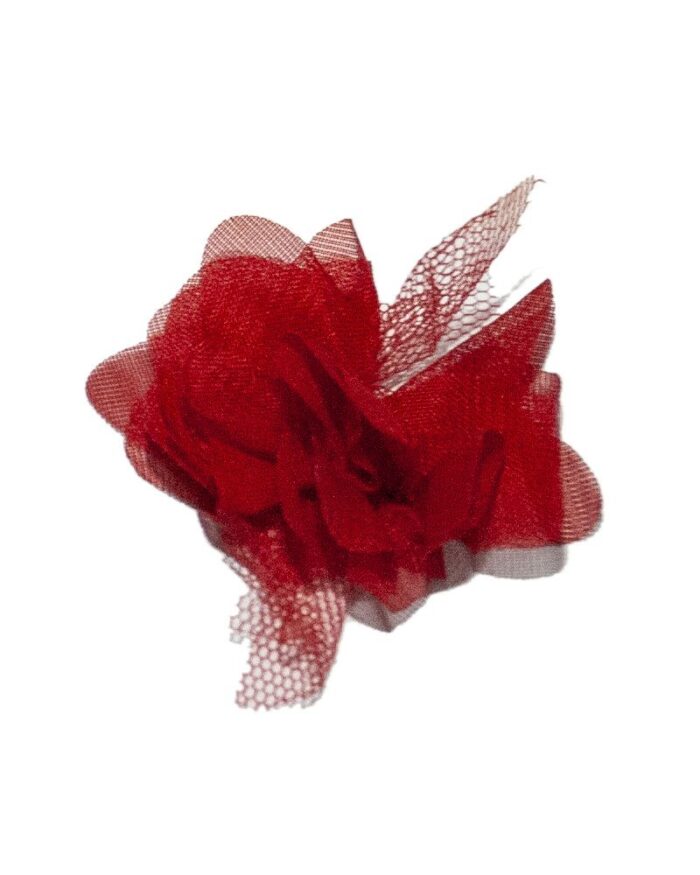 Dantela tulle cu organza 55mm - 109-rosu - imagine 1