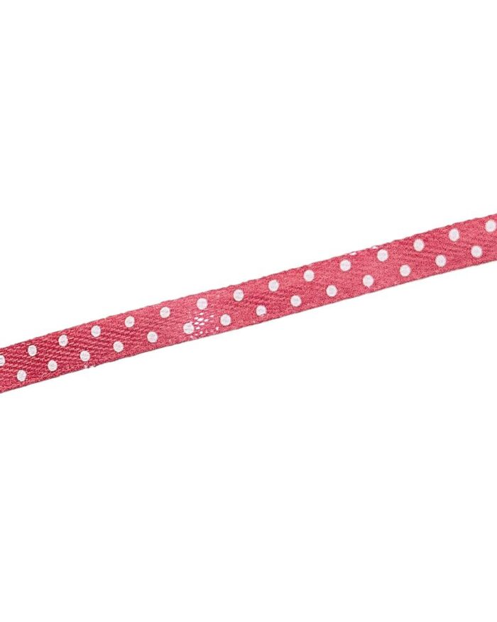 Panglica satin cu buline 0,7cm - 90-roz+alb - imagine 1