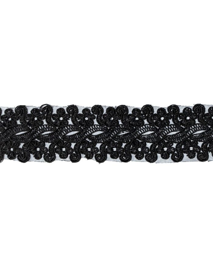 Dantela brodata DBR 4,5cm - DBR555-negru - imagine 1