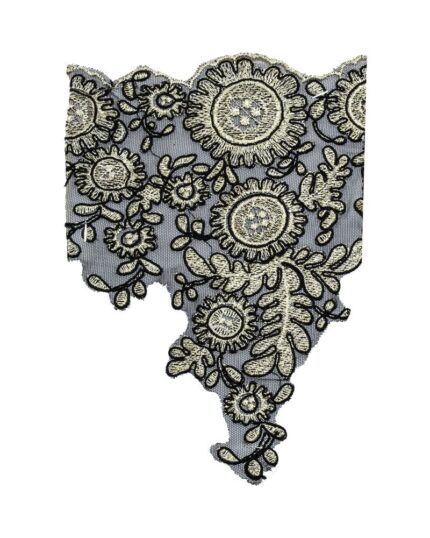 dantela brodata poliester Bumbac+pietre; Dantela brodata poliester+lurex; dantela brodata lurex DBR; dantela brodata; dantela poliester florala 7cm; dantela poliester; dantela florala; dantela din poliester cu fluturi; dantela poliester flori