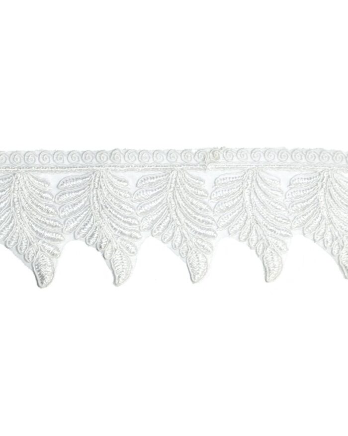 Dantela brodata lurex 65mm - DBR548-alb - imagine 1