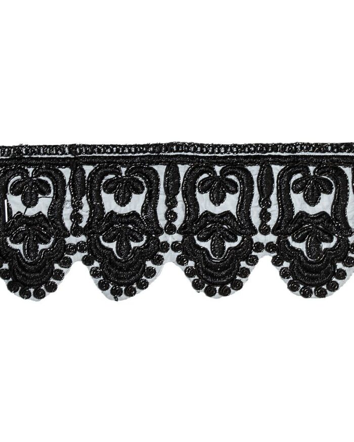 Dantela brodata lurex 80mm - DBR545-negru - imagine 1