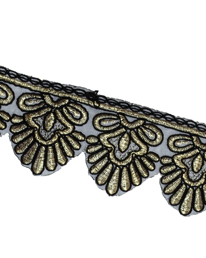 Dantela brodata lurex 6,5cm - DBR516-auriu - imagine 1