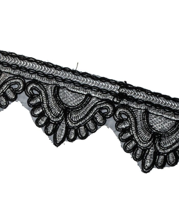 Dantela brodata lurex DBR 65mm - DBR519-argintiu - imagine 1