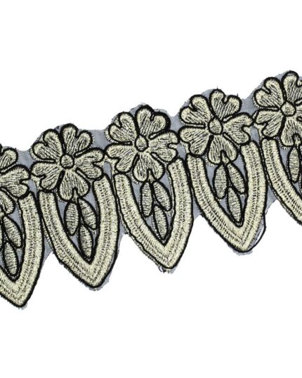 Dantela brodata lurex 85mm - DBR511-auriu-deschis