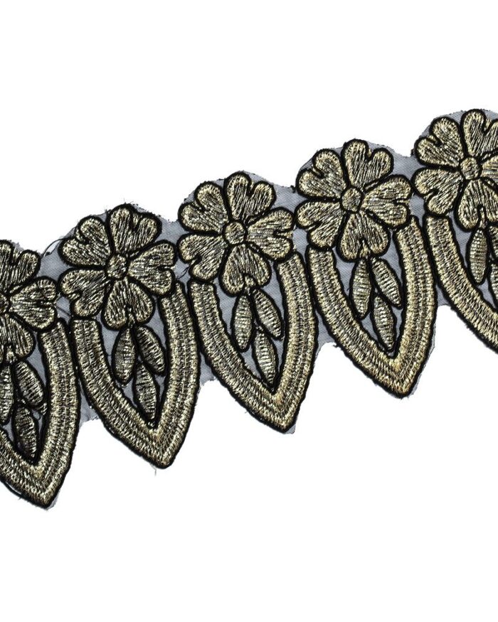 Dantela brodata lurex 85mm - DBR512-auriu - imagine 1