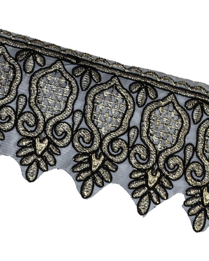 Dantela brodata lurex 9,5cm - DBR1042-auriu - imagine 1