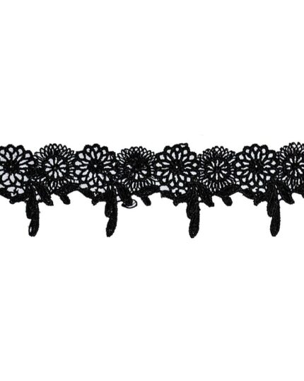 Dantela brodata poliester 5,5cm - D89-negru