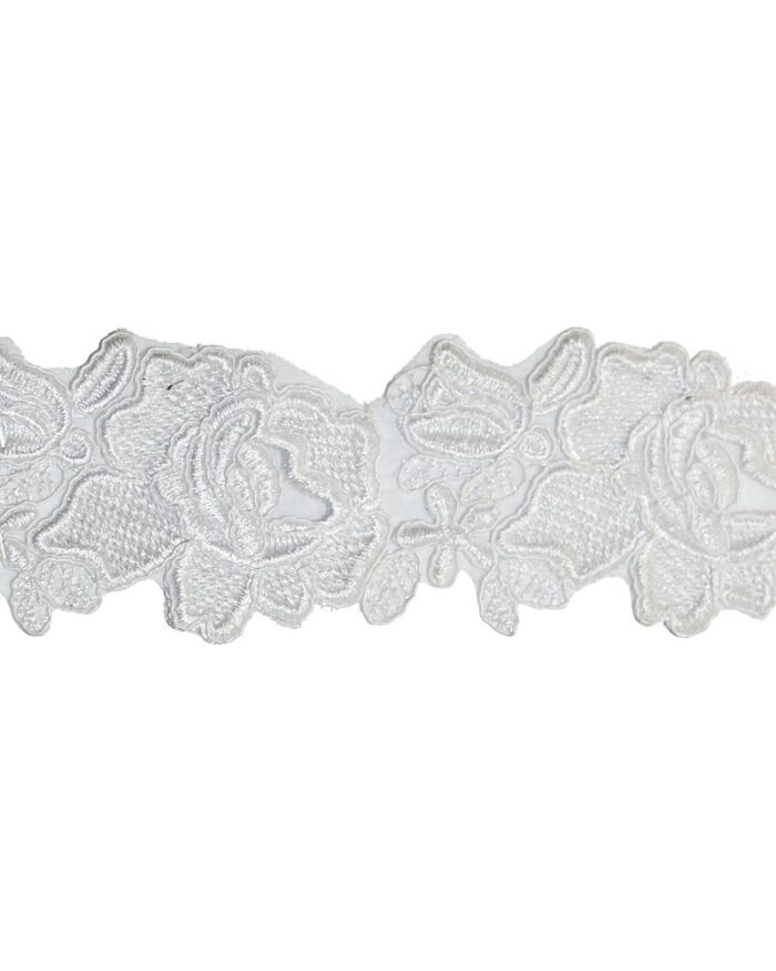 Dantela brodata poliester 70mm - DBR534-alb - imagine 1