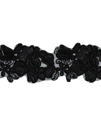 Dantela brodata poliester 70mm - DBR535-negru