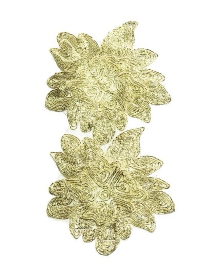 Dantela lurex flori 9cm - F7010-auriu